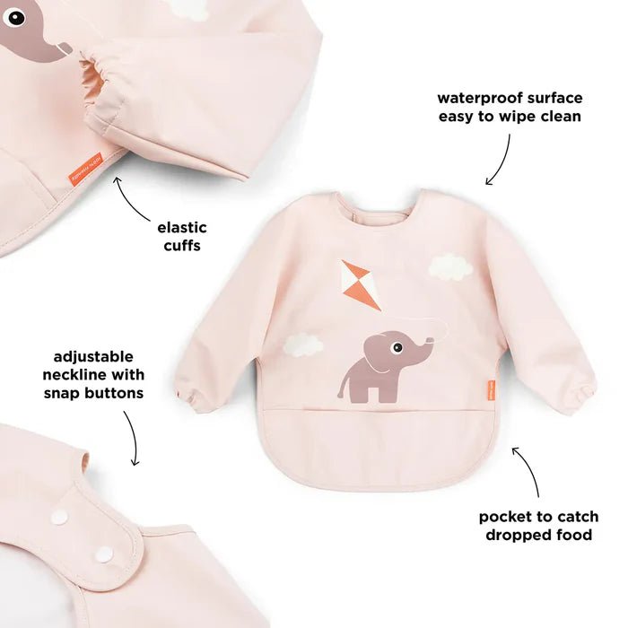 Babero grande con mangas y bolsillo Playground rosa 6-18 meses
