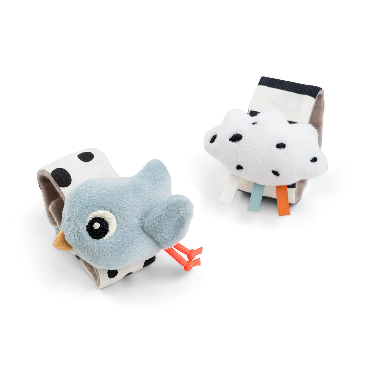 Set de 2 sonajeros de muñeca Happy Clouds azul