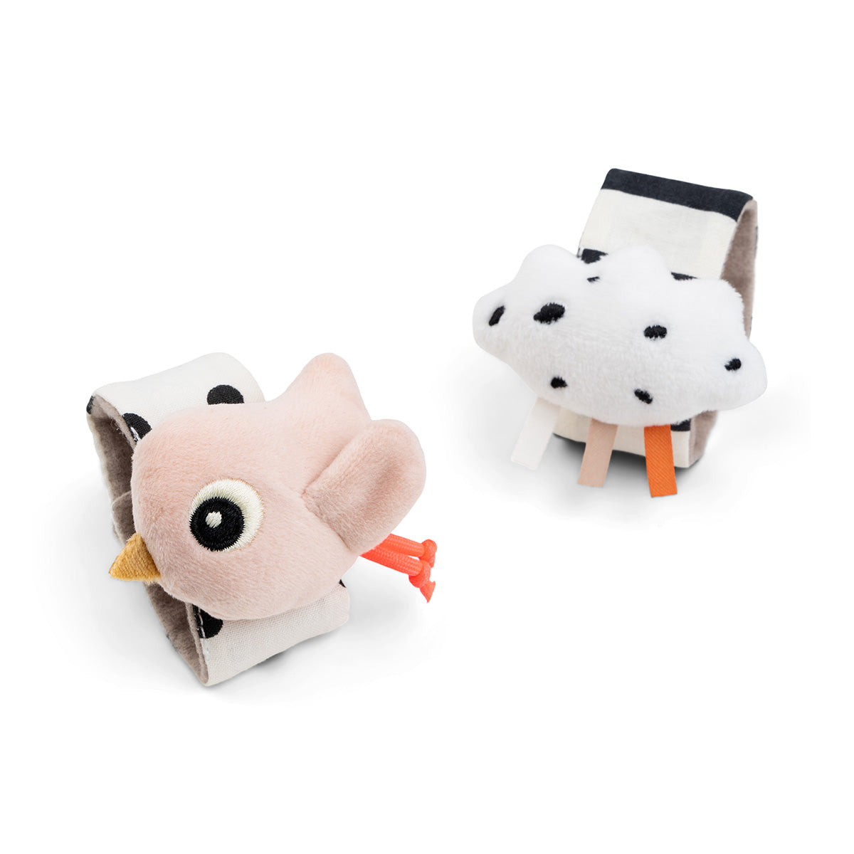 Set de 2 sonajeros de muñeca Happy Clouds rosa