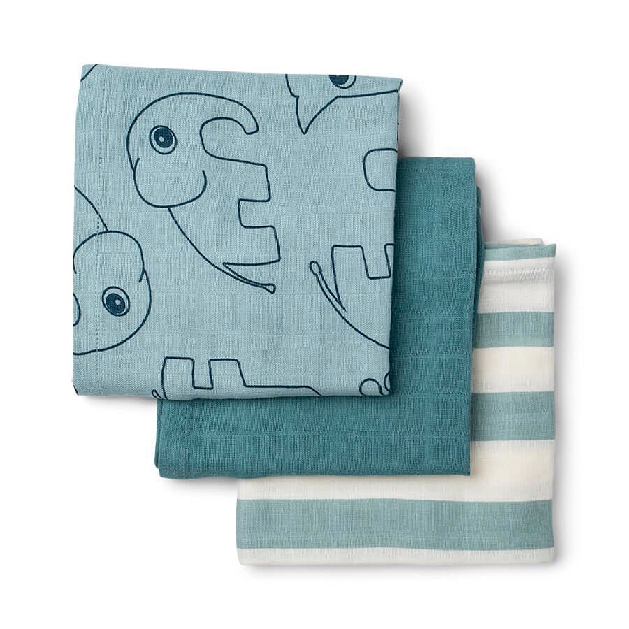Pack 3 muselinas GOTS 70 x 70 Deer friend azul