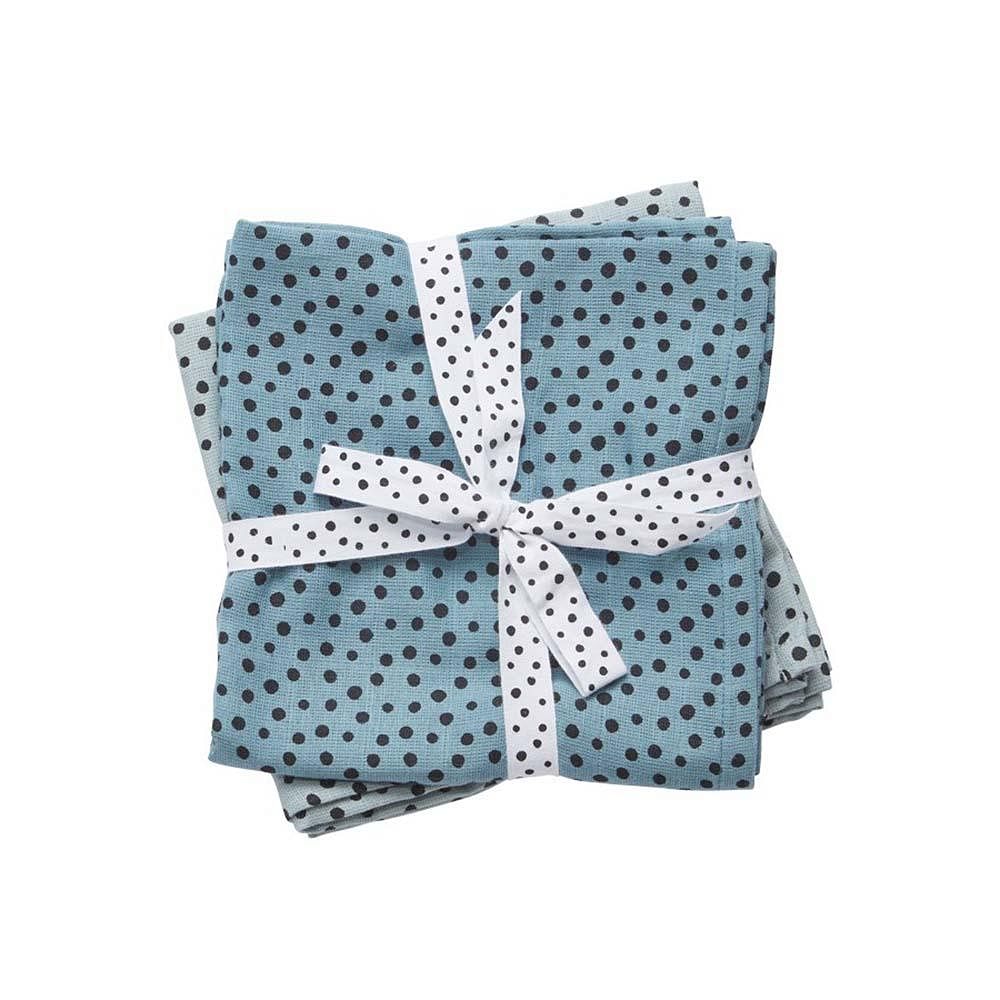 Set 2 muselinas pequeñas Happy Dots azul