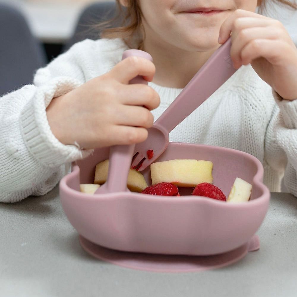 Bowl Oso con ventosa y tapa, Rosa viejo