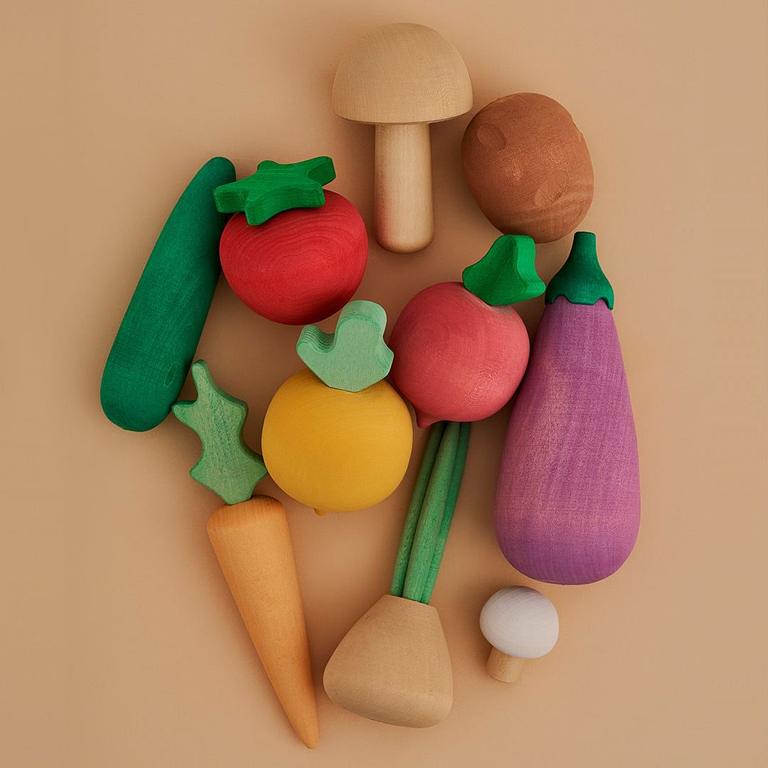 Juego de verduras de madera colores