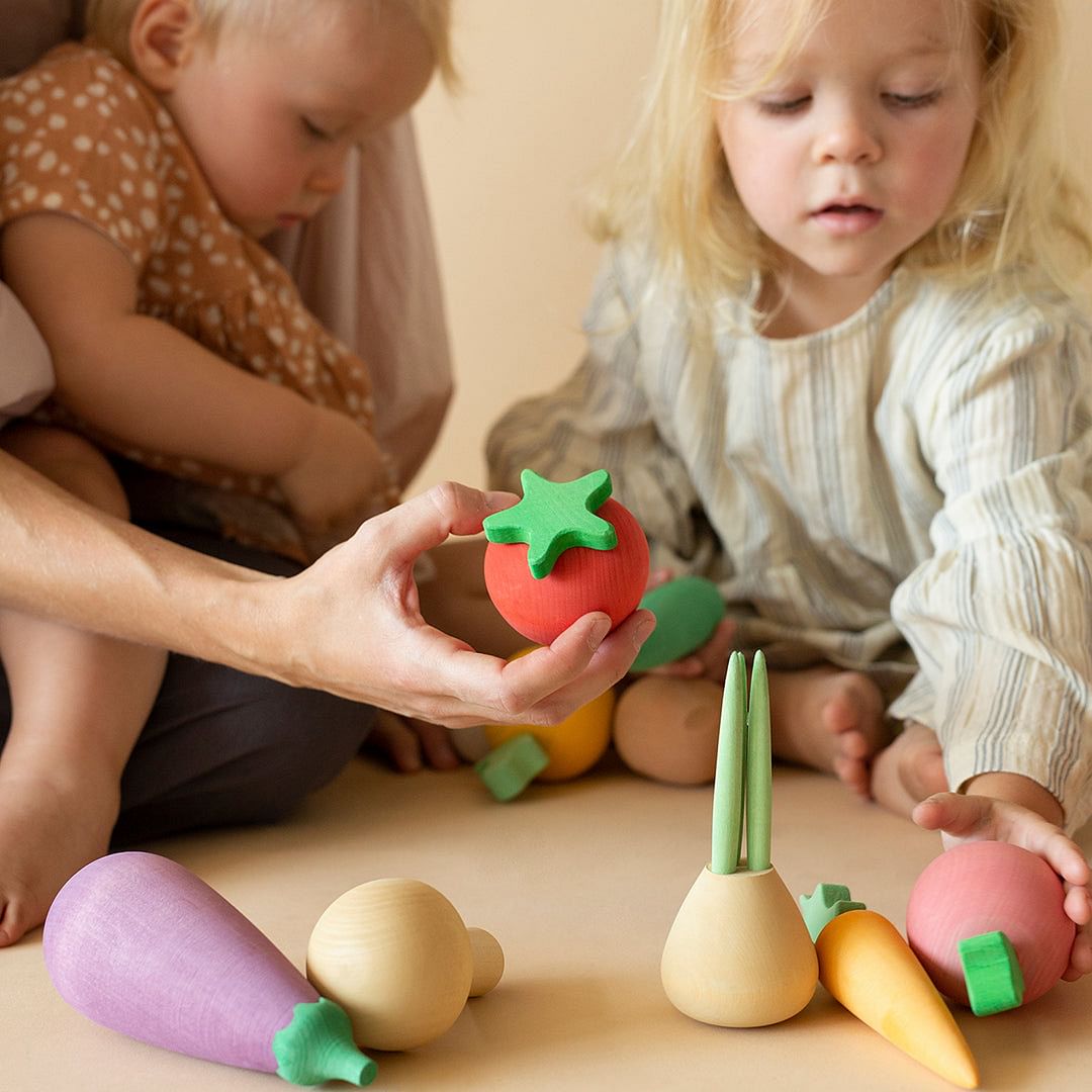 Juego de verduras de madera colores