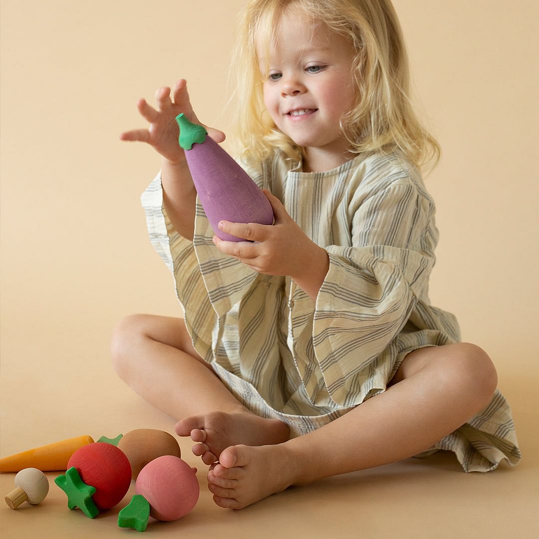 Juego de verduras de madera colores