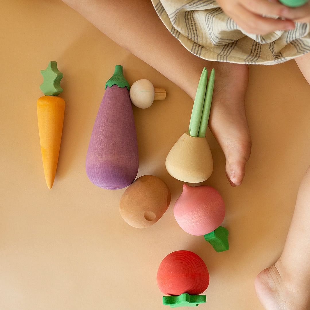 Juego de verduras de madera colores