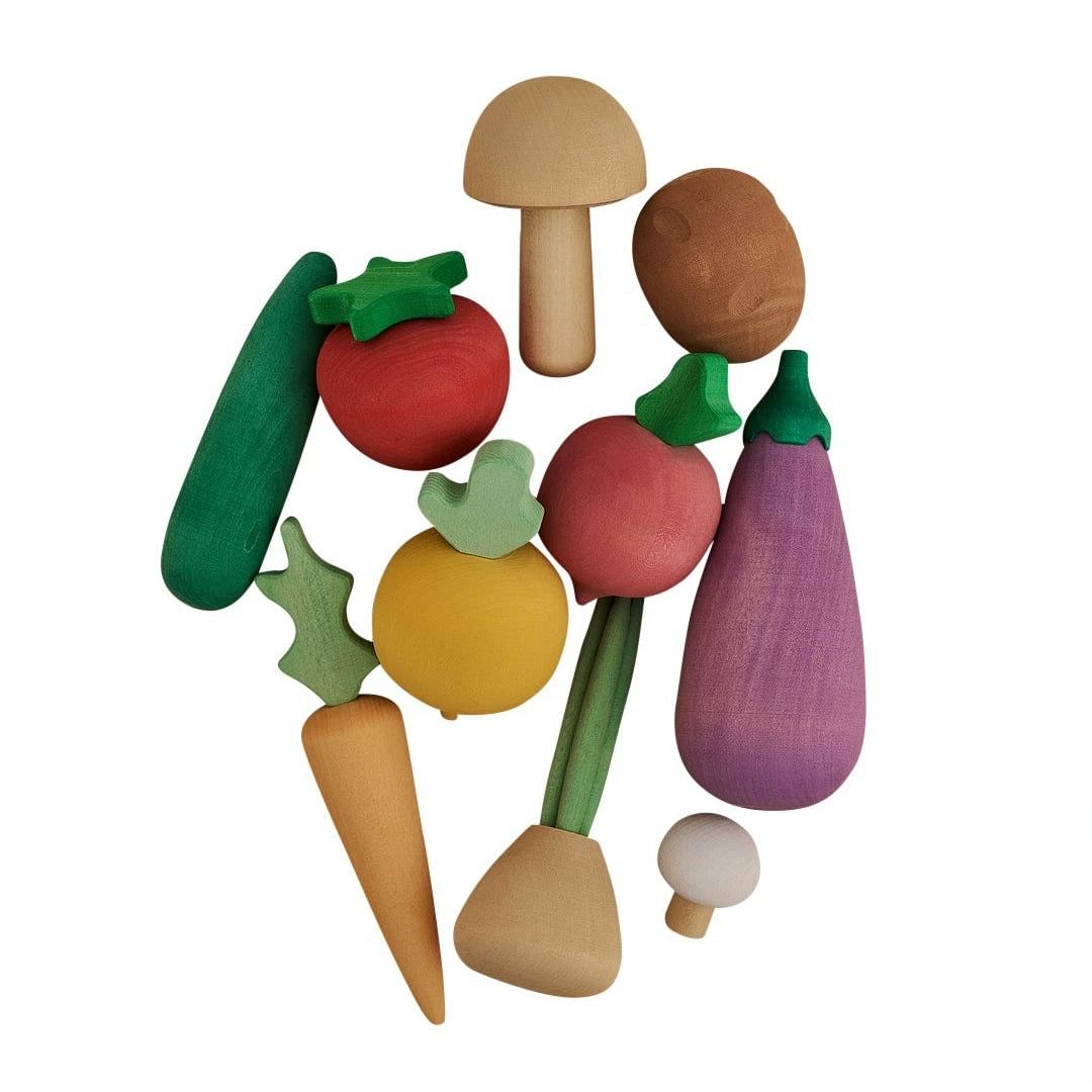 Juego de verduras de madera colores